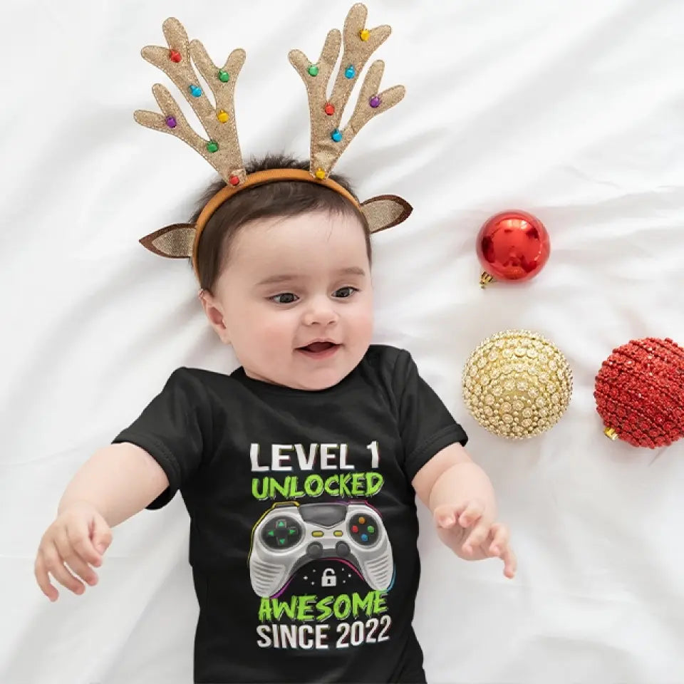Level Unclocked Awesome Since, Personalized Youth Shirt, Baby Bodysuit, Birthday Gift For Children, Kids | 310IHPNPTS1097