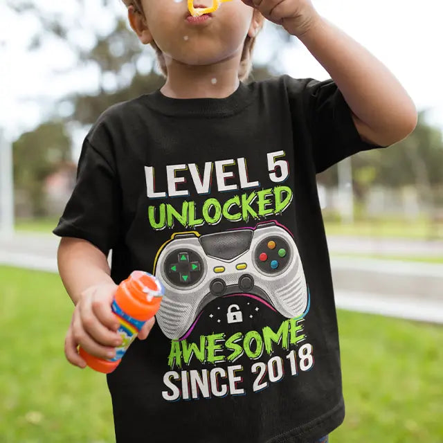 Level Unclocked Awesome Since, Personalized Youth Shirt, Baby Bodysuit, Birthday Gift For Children, Kids | 310IHPNPTS1097
