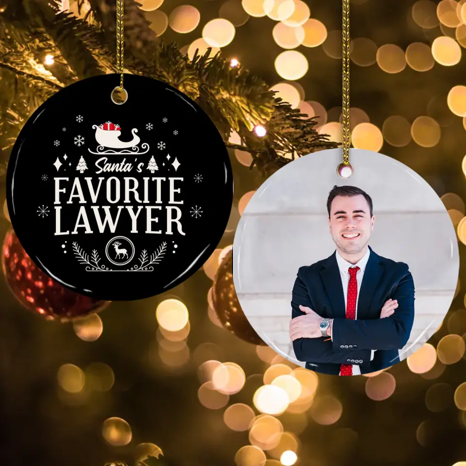 Santa's Favorite Lawyer - Personalized Ceramic Ornament