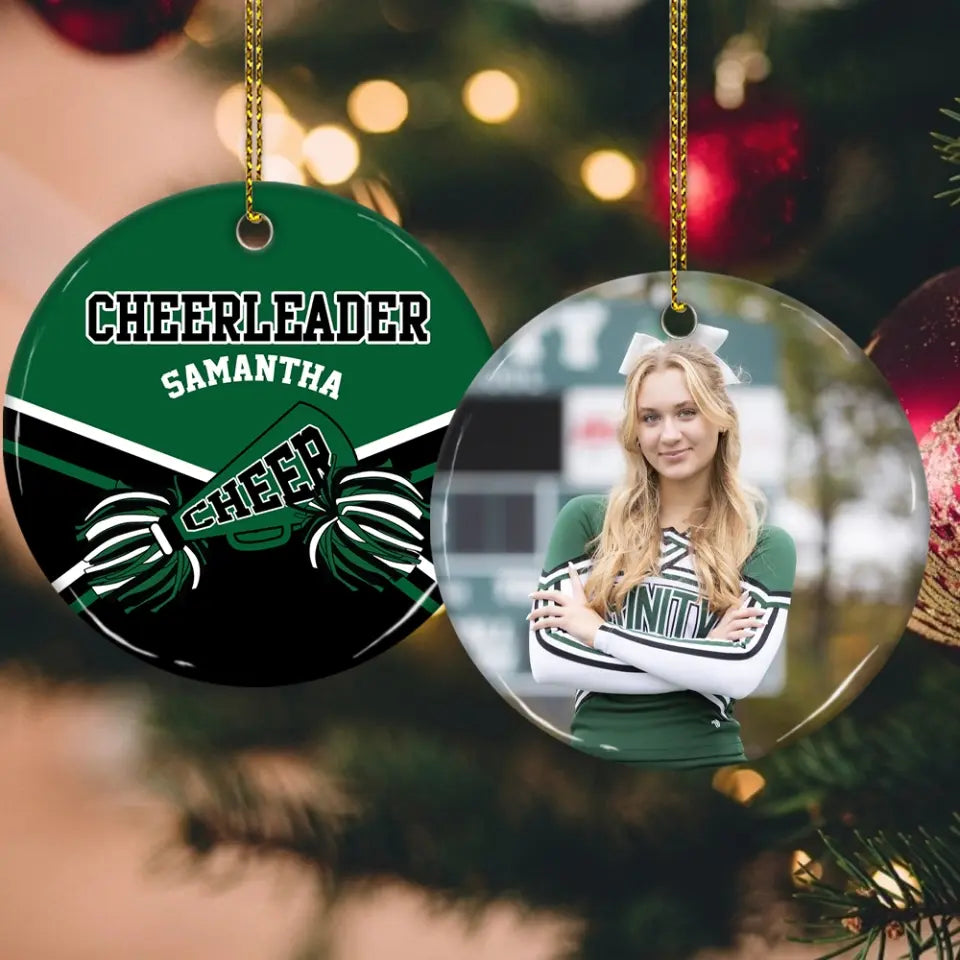 Cheerleader Christmas Personalized Ceramic Ornament Cheerleader Gift