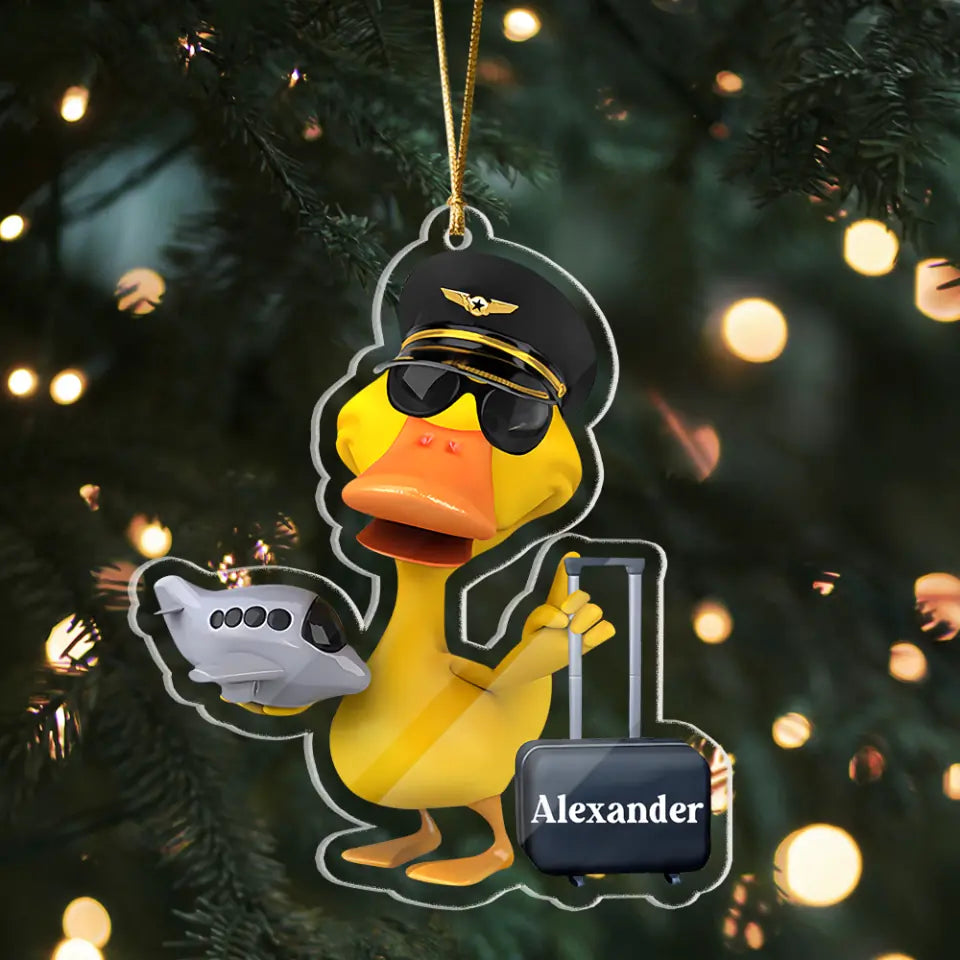 Pilot Duck Personalized Ornament Keychain Christmas Gift For Pilot