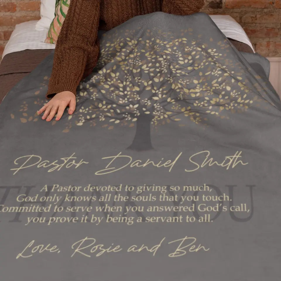 Thank You Pastor - Personalized Name Blanket - Bedding Decor - Pastor Appreciation , Gift For Pastor