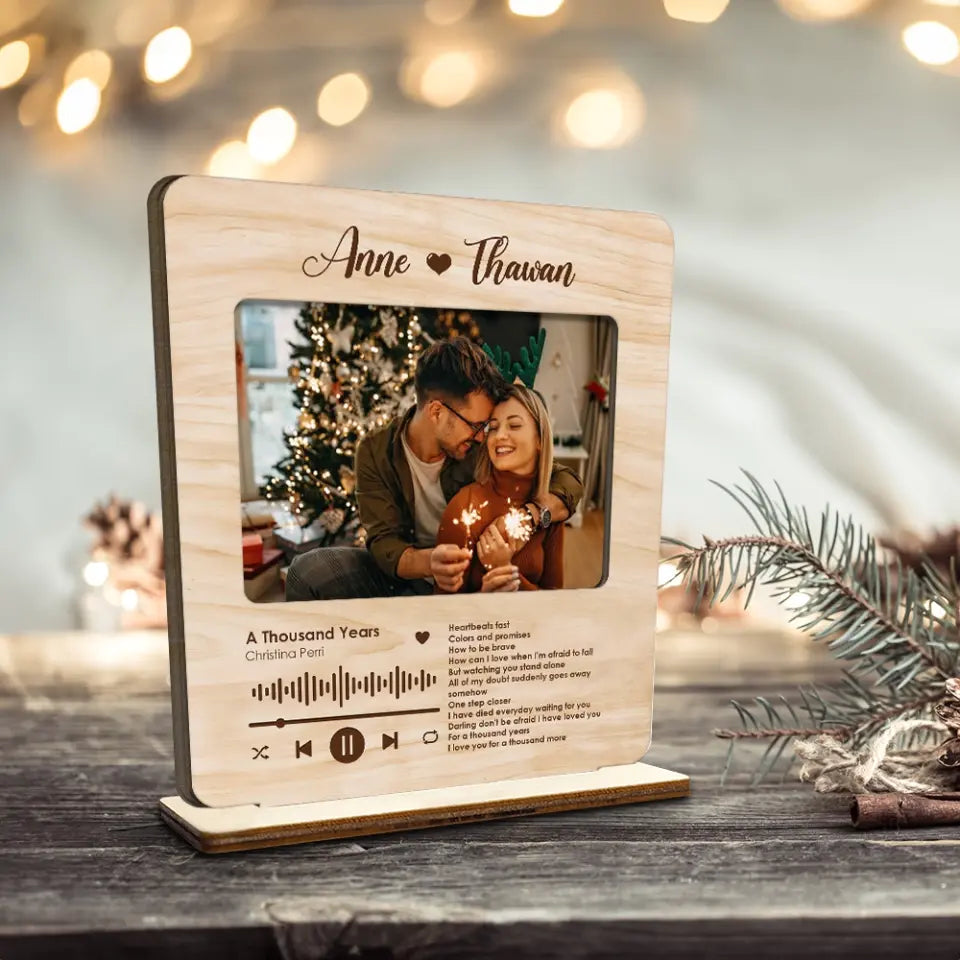 Favorite Song Lyrics And Photo Spotify Theme - Housewarming Gifts - Custom Wooden Plaque - Anniversary Gift For Couples