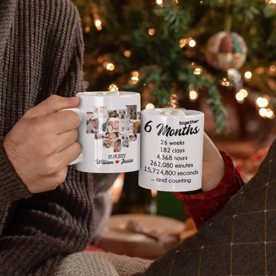 6 Months Together Personalized White Mug