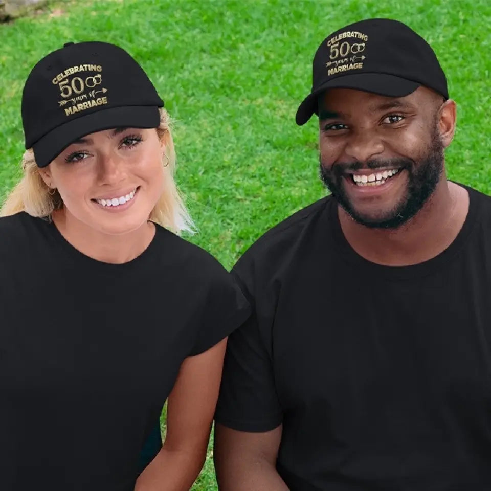 Celebrating Many Years Of Marriage, Personalized Classic Cap, Anniversary Gift for Married Couples