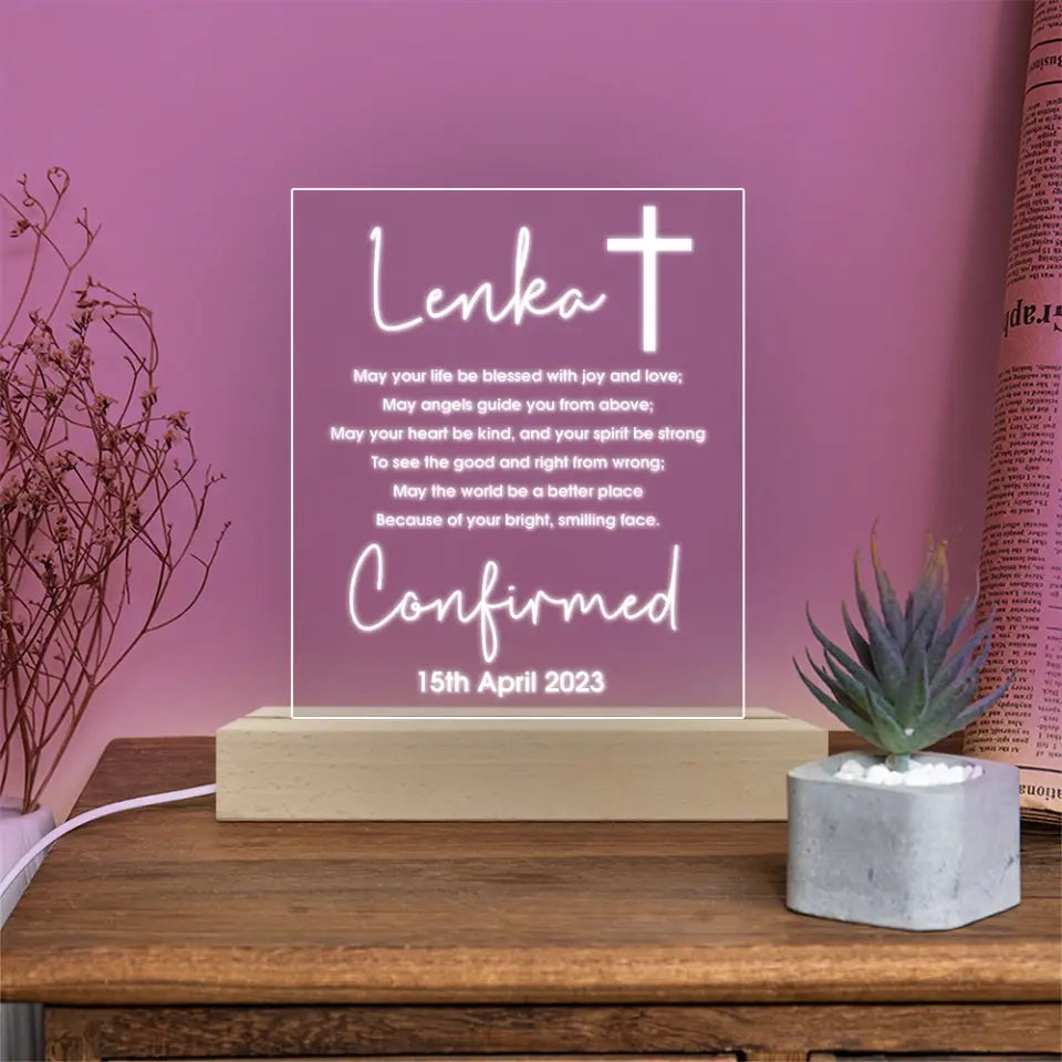 May Your Life Blessed With Joy And Love - Personalized 3D LED Light - Confirmation Gift
