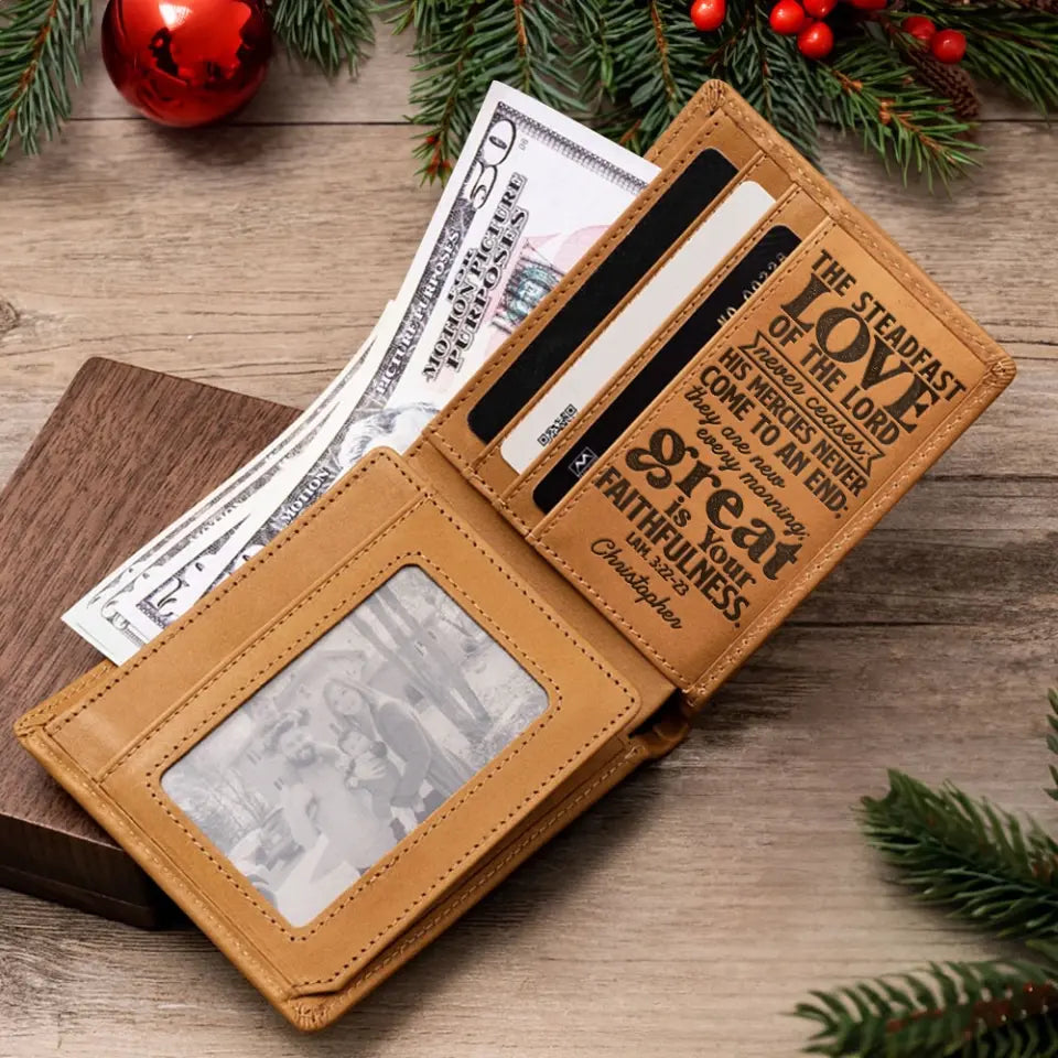 The Steadfast Love Of The Lord Personalized Engraved Leather Wallet Confirmation Gifts