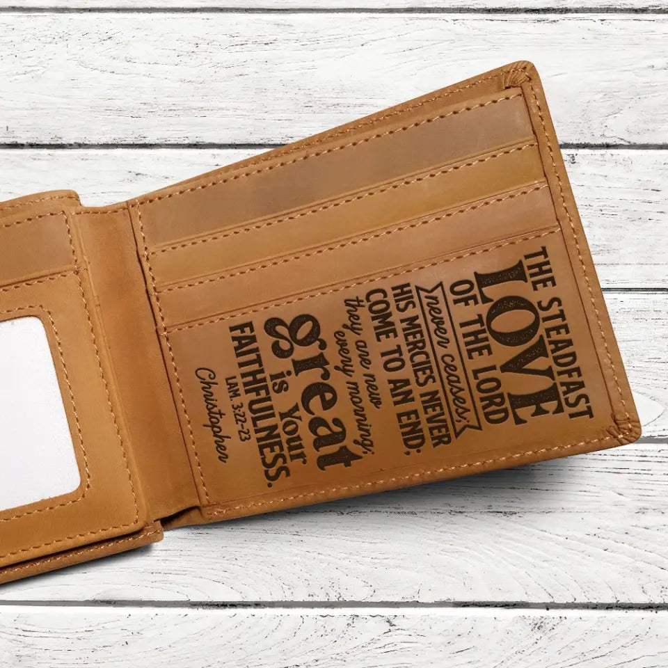 The Steadfast Love Of The Lord Personalized Engraved Leather Wallet Confirmation Gifts