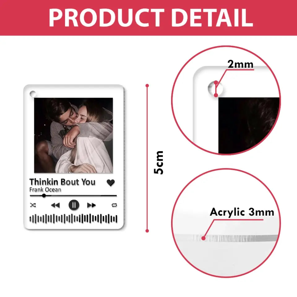 Personalized Valentine Gifts - Musical Memories in Hand - Personalized Favorite Song & Photo Keychain - Gift for Couples