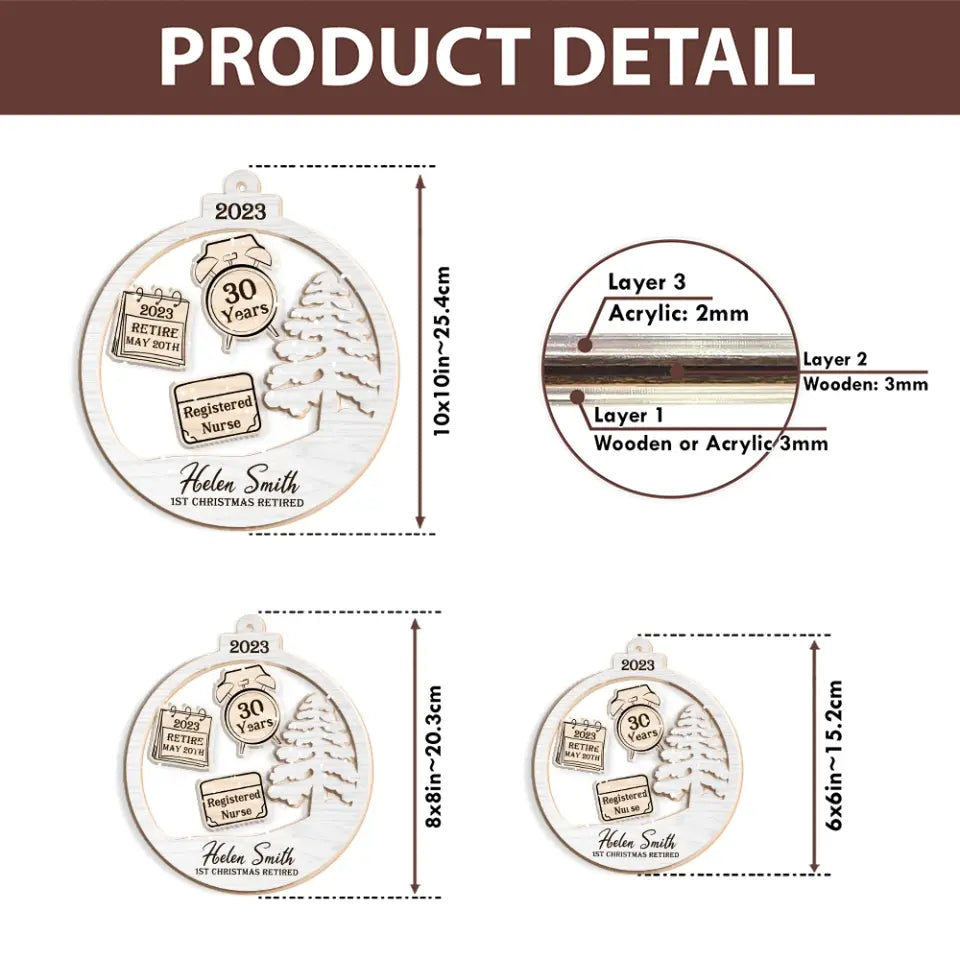 Retirement Personalized Christmas Ornament