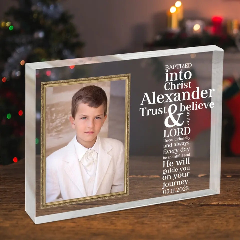 Trust & Believe In The Lord - Personalized Acrylic Plaque - Confirmation Gift, Baptism Gift