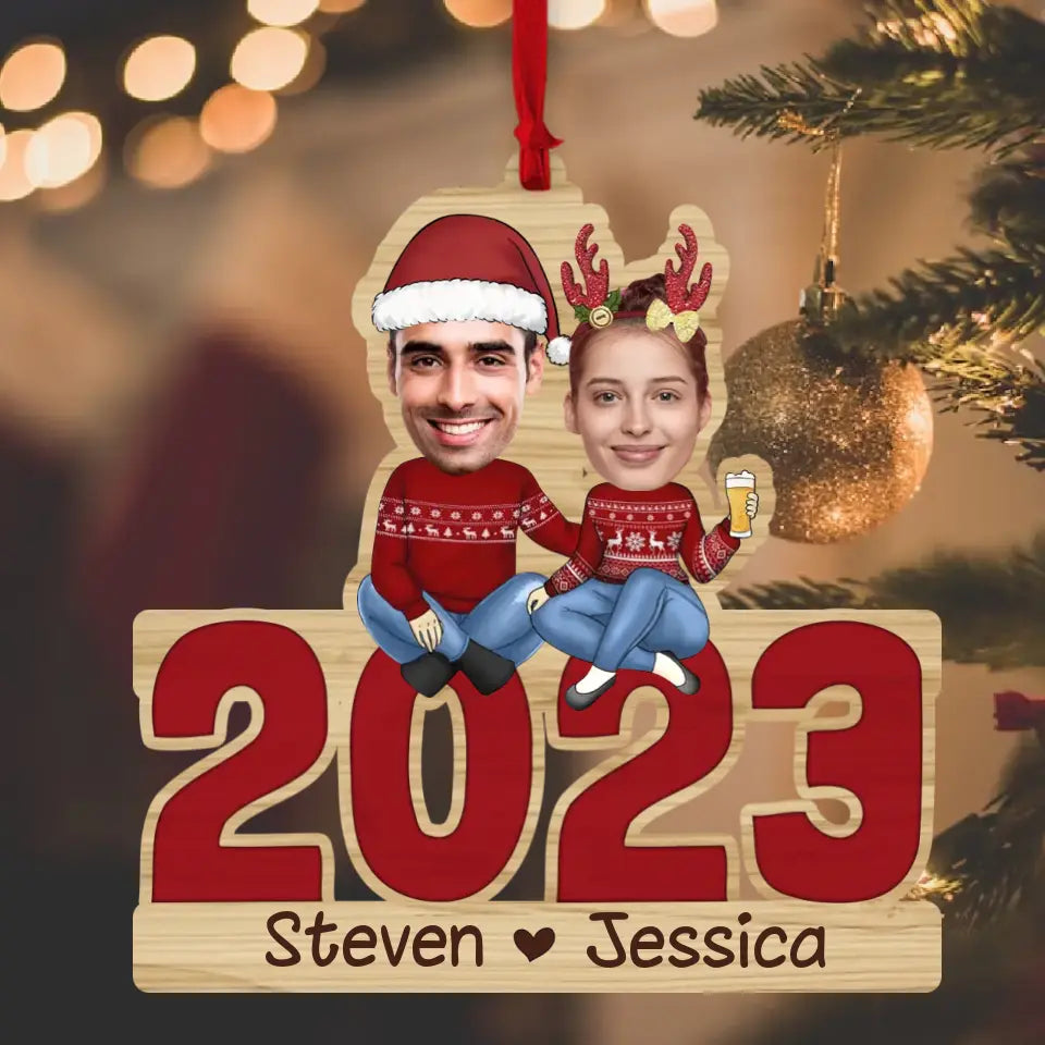 May Your Christmas Be Bright 2023 - Custom Face  Wooden Ornament - Christmas Gift For Couple | 211IHPNPOR436