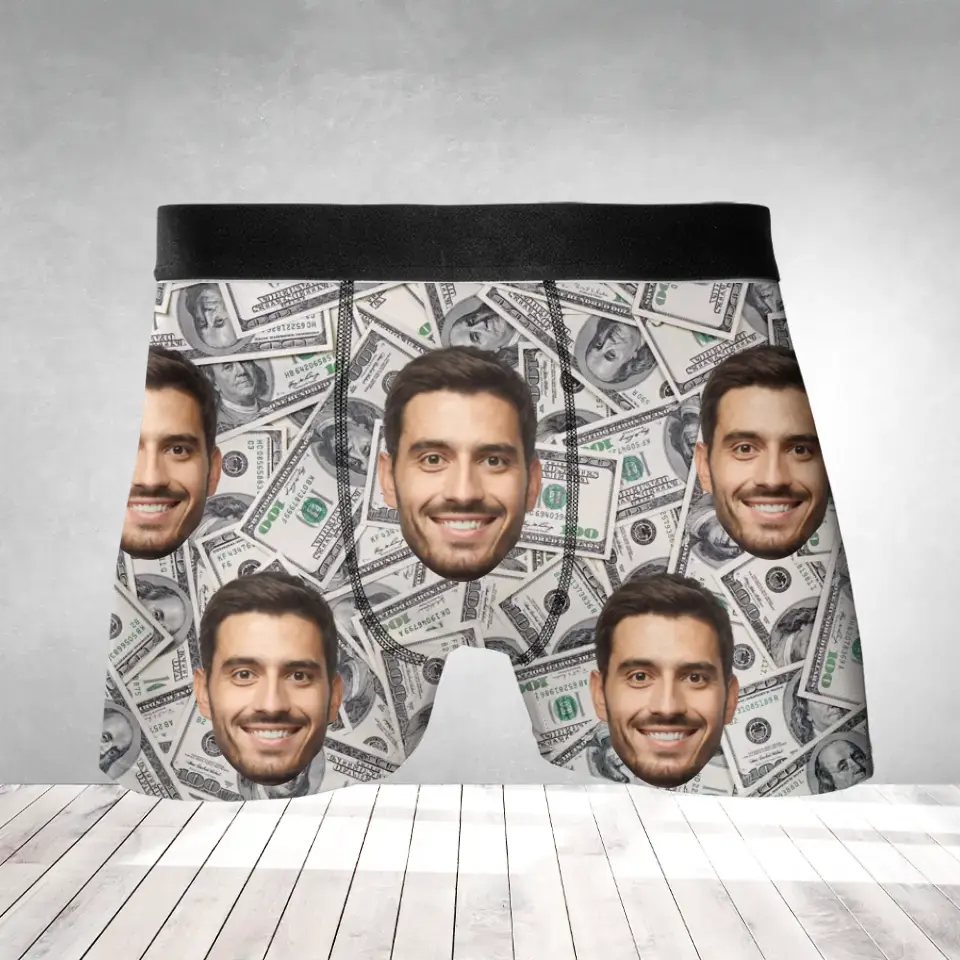Boxer Brief Underwear with Face - Money
 - Upload Face's Image Men's Boxer - Best Gift For Friends funny Gifts - 304IHPNPMB216