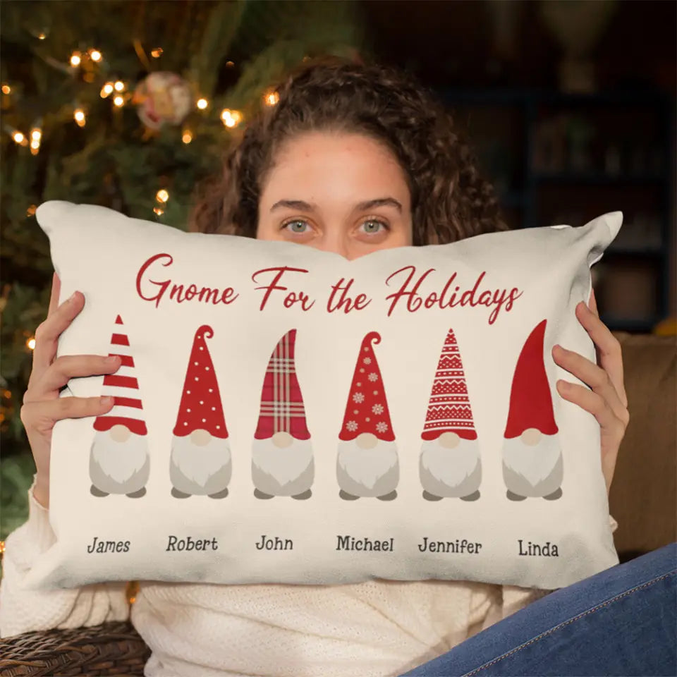 Gnome For The Holidays, Personalized Rectangular Pillow, Christmas Gift For Family | 311IHPLNPI1140