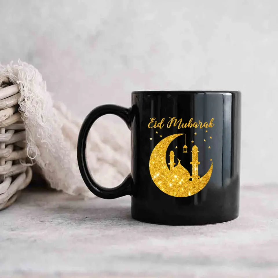 Eid Mubarak Ramadan - Personalized Black Mug - Eid Gift For Husband or Wife