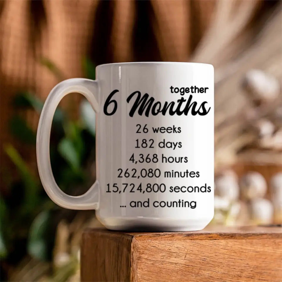 6 Months Together Personalized White Mug