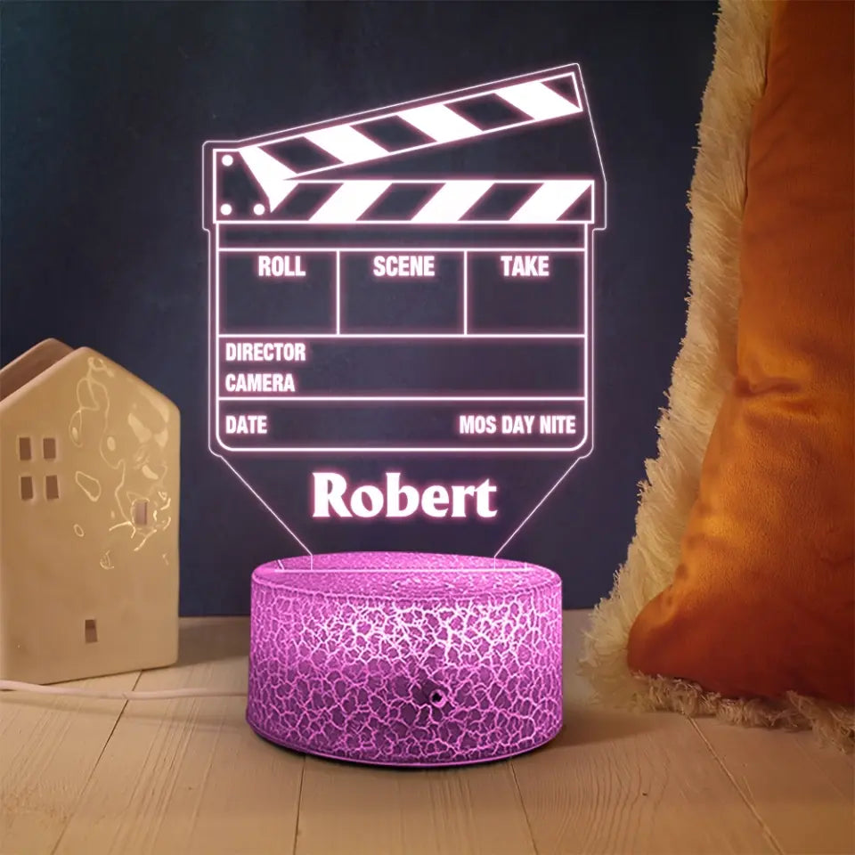 Movie Film Clap Board Personalized 3D LED Light