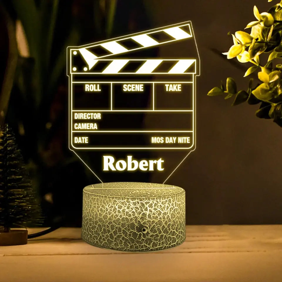 Movie Film Clap Board Personalized 3D LED Light