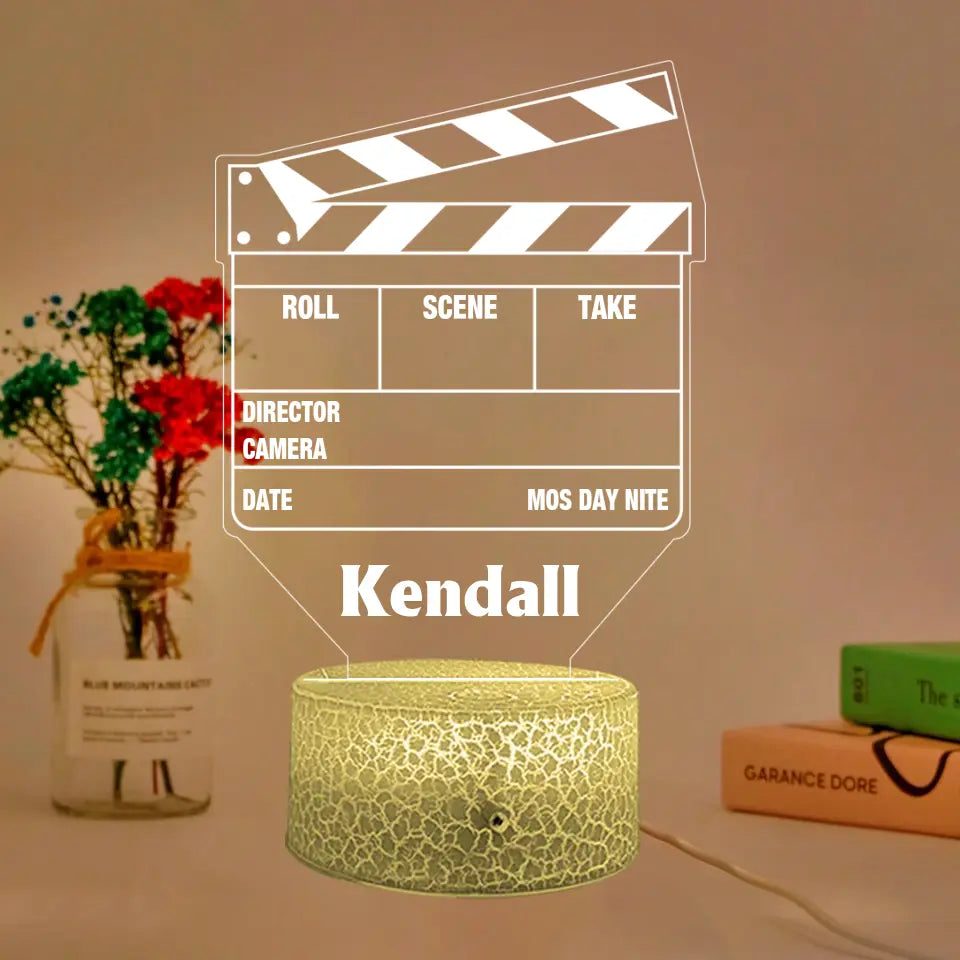 Movie Film Clap Board Personalized 3D LED Light