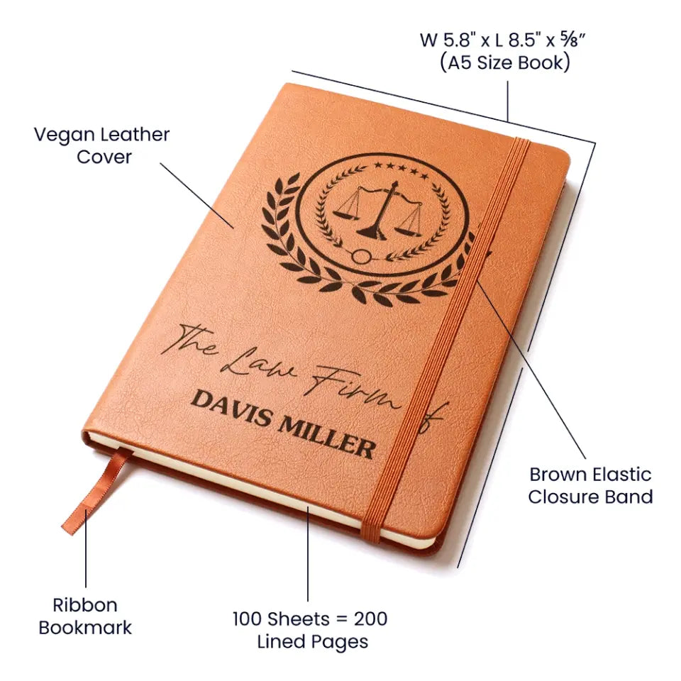 Lawyer's Log Personalized Leather Journal Gift For Lawyer