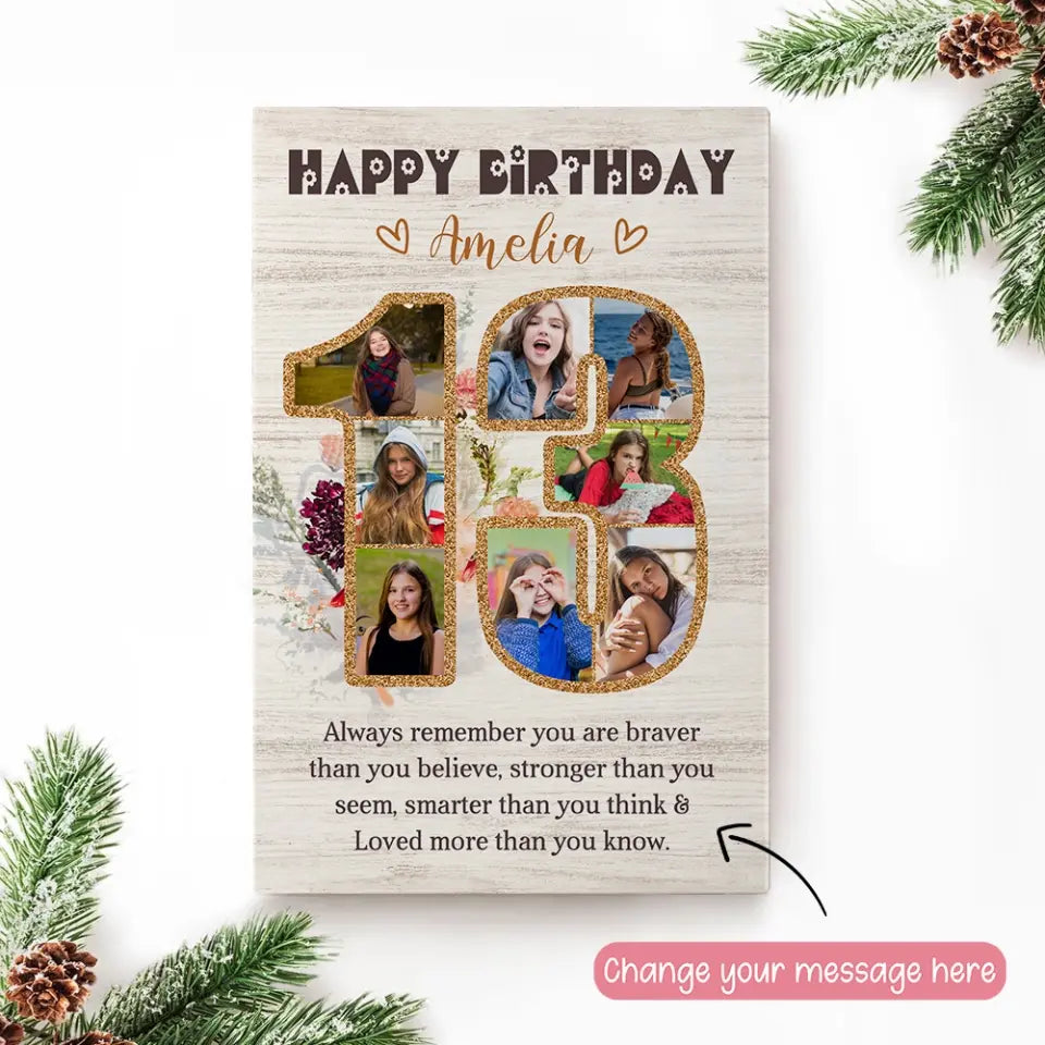 Happy 13th Birthday, Canvas Poster, Gift For Girls,  Birthday Gift For Daughter, Niece, Her | 309IHPBNCA172