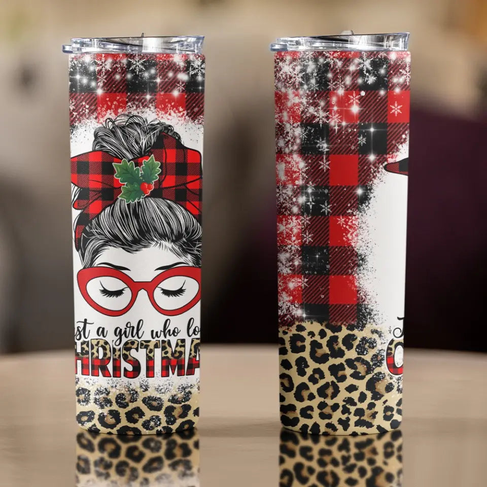 Just A Girl Who Loves Christmas Personalized Skinny Tumbler