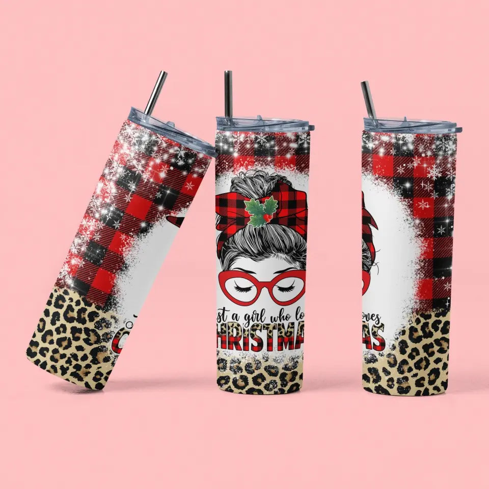 Just A Girl Who Loves Christmas Personalized Skinny Tumbler