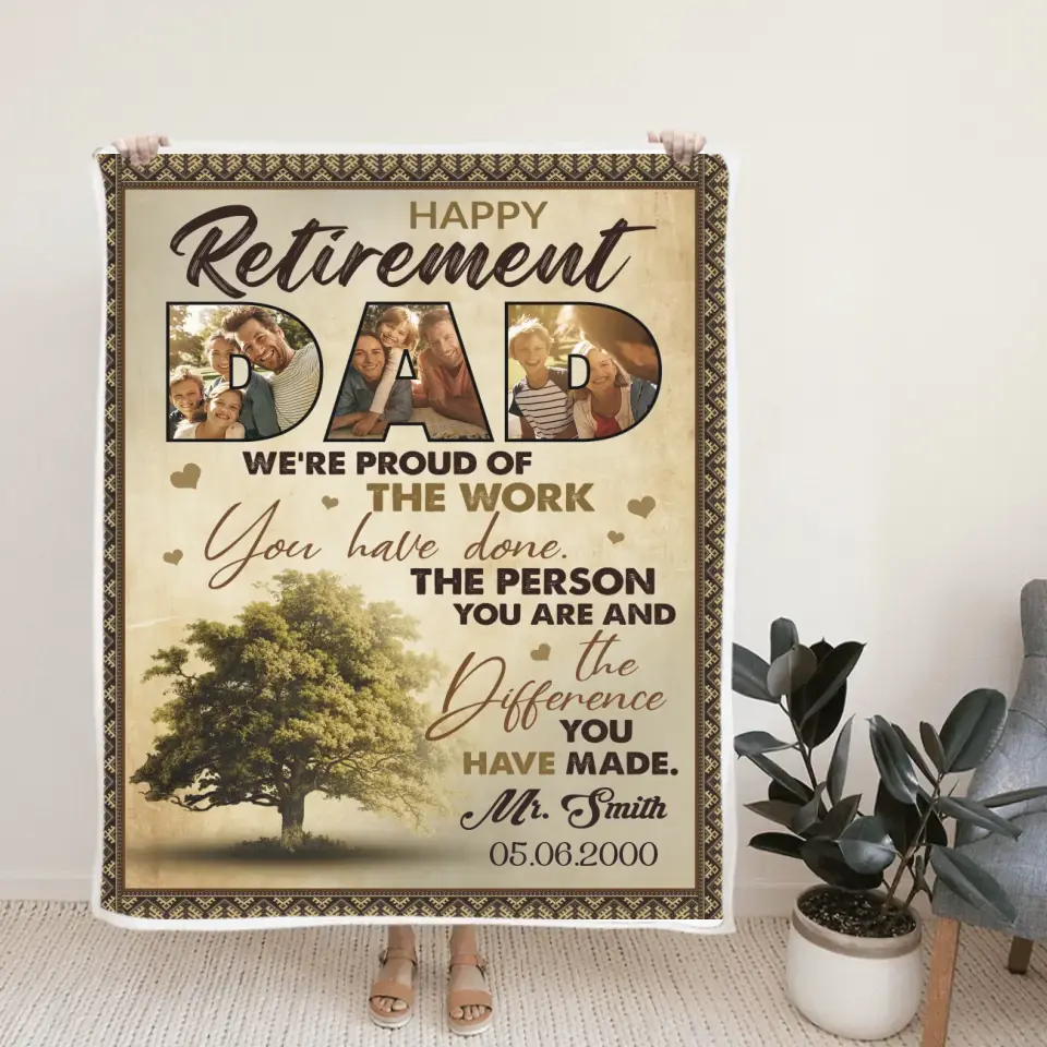 Happy Retirement Dad Custom Blankets Retirement Gifts For Dad