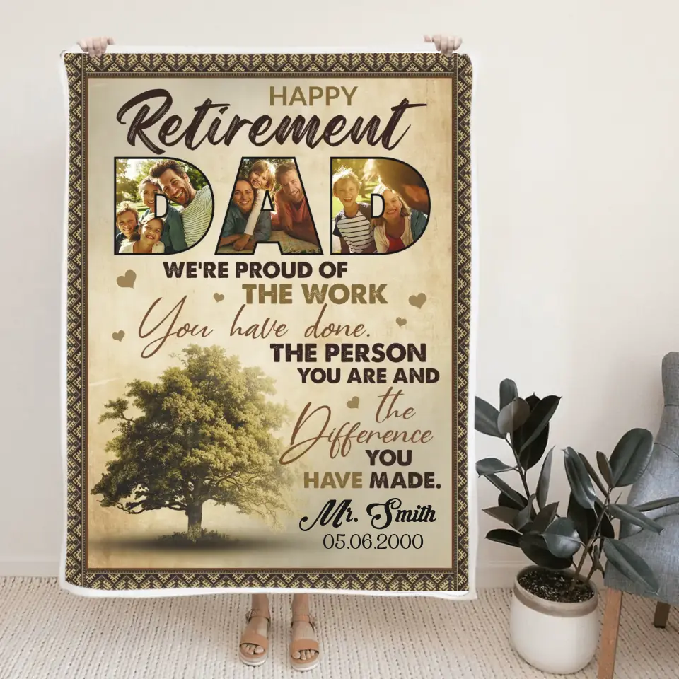 Happy Retirement Dad Custom Blankets Retirement Gifts For Dad