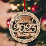 Class Of 2023 Ambitious Persevering Hard Working Flexible - Custom Name Wooden Ornament - Graduation Gifts | 306IHPNPOR627