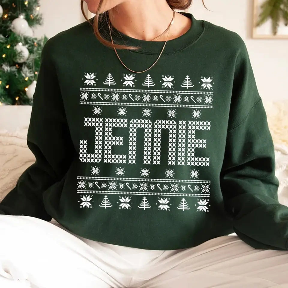 Ugly Sweater With Personalized Name, Christmas Ugly Sweater, Standard Sweatshirt, Christmas Gift |
 311IHPBNTS1157