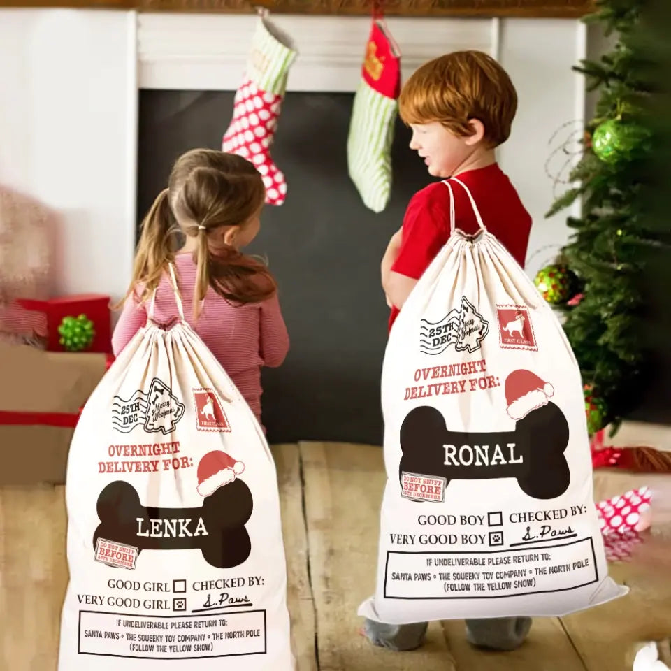 Pet Dog Santa - Personalized Sack Stocking