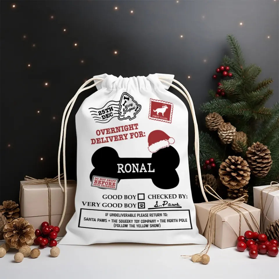 Pet Dog Santa - Personalized Sack Stocking