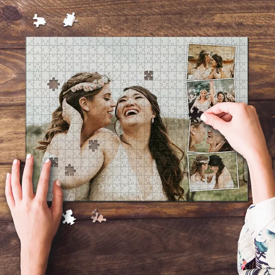 Personalized Valentine Gifts - Custom Photo Collage - Jigsaw Puzzle - Gift For Family Couple Friends