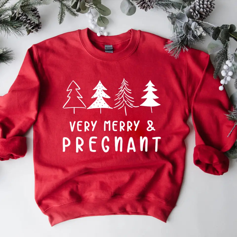 Very Merry &amp; Pregnant - Personalized Sweatshirt