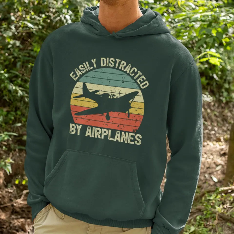 Easily Distracted By Airplanes - Standard T-shirt/Hoodie - Gift For Pilot