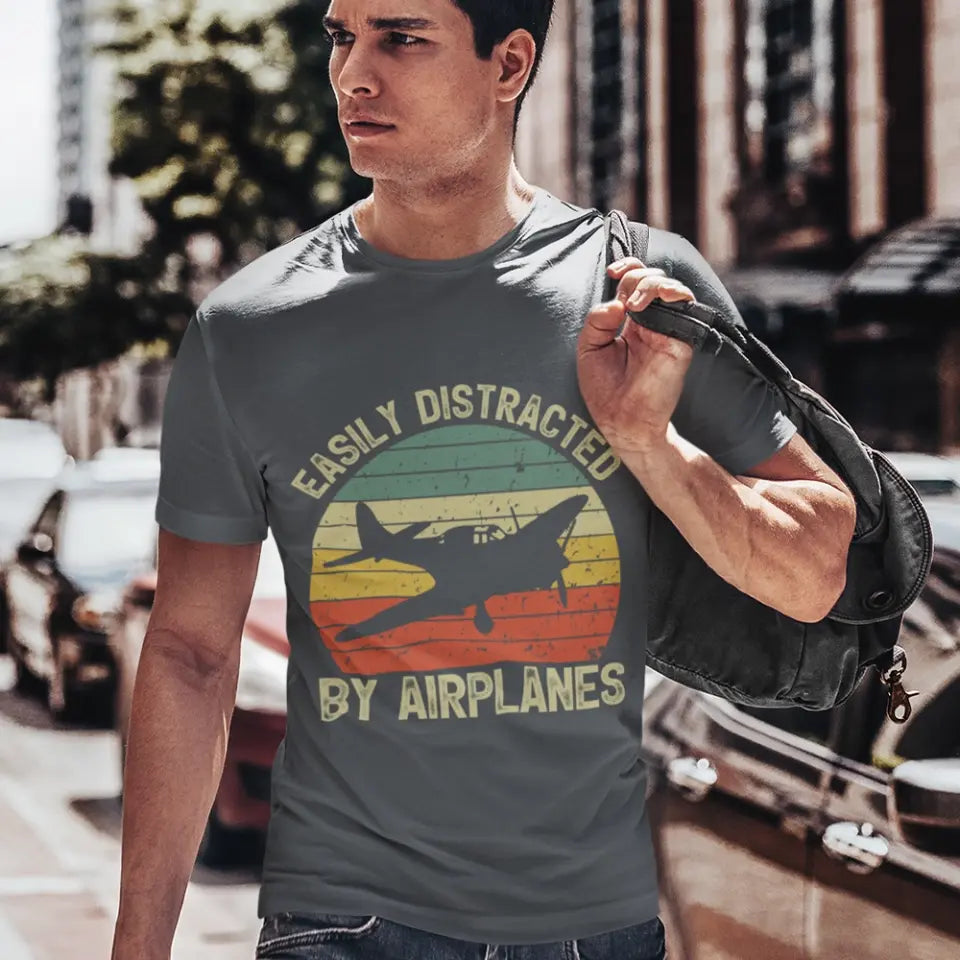 Easily Distracted By Airplanes - Standard T-shirt/Hoodie - Gift For Pilot
