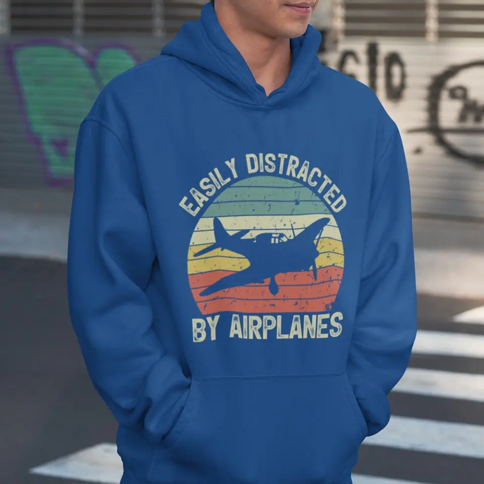 Easily Distracted By Airplanes - Standard T-shirt/Hoodie - Gift For Pilot