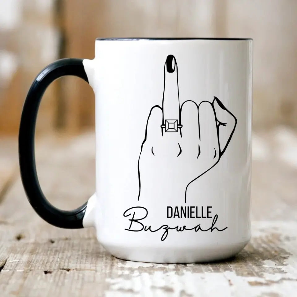 Future Mrs Custom Engagement Ring - Personalized White Mug - Gift For Fiancee Or Bride