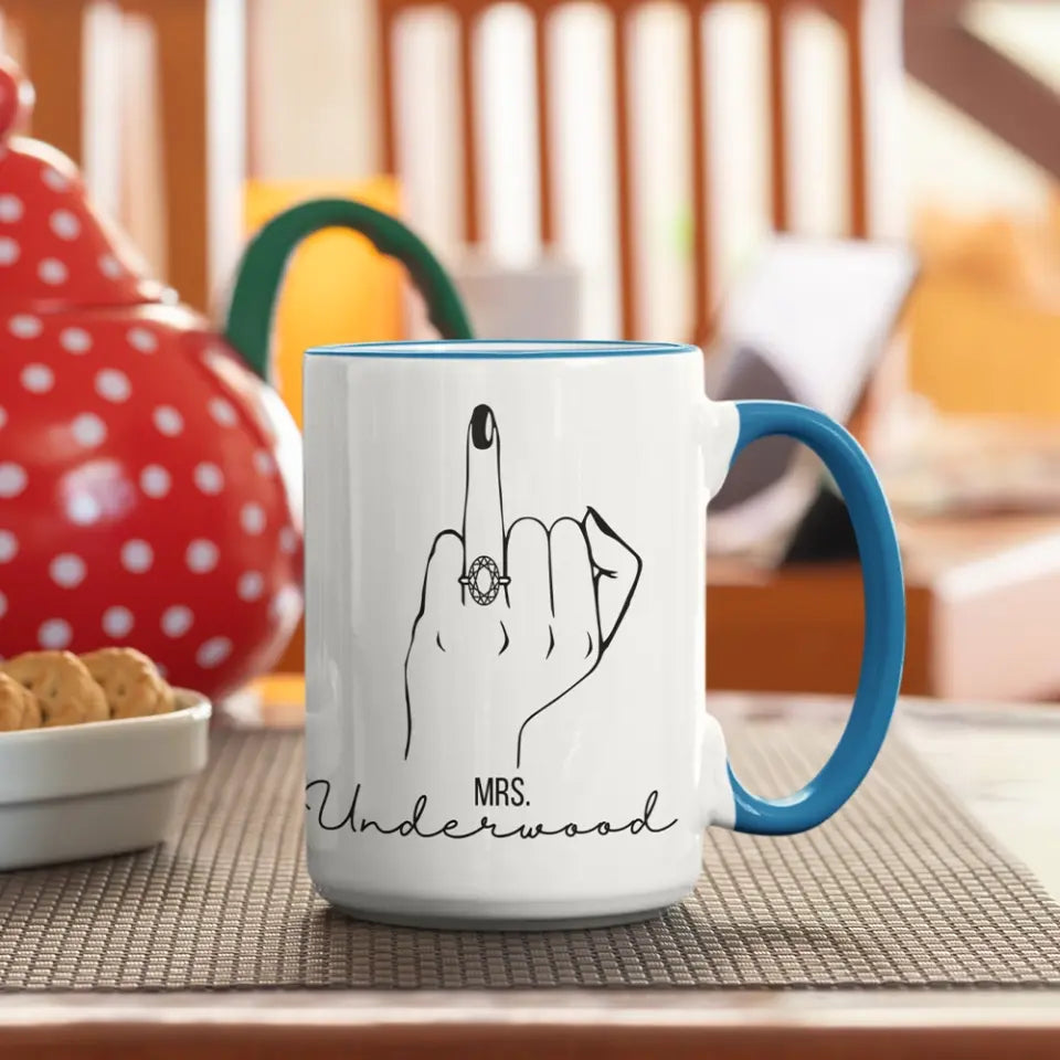 Future Mrs Custom Engagement Ring - Personalized White Mug - Gift For Fiancee Or Bride