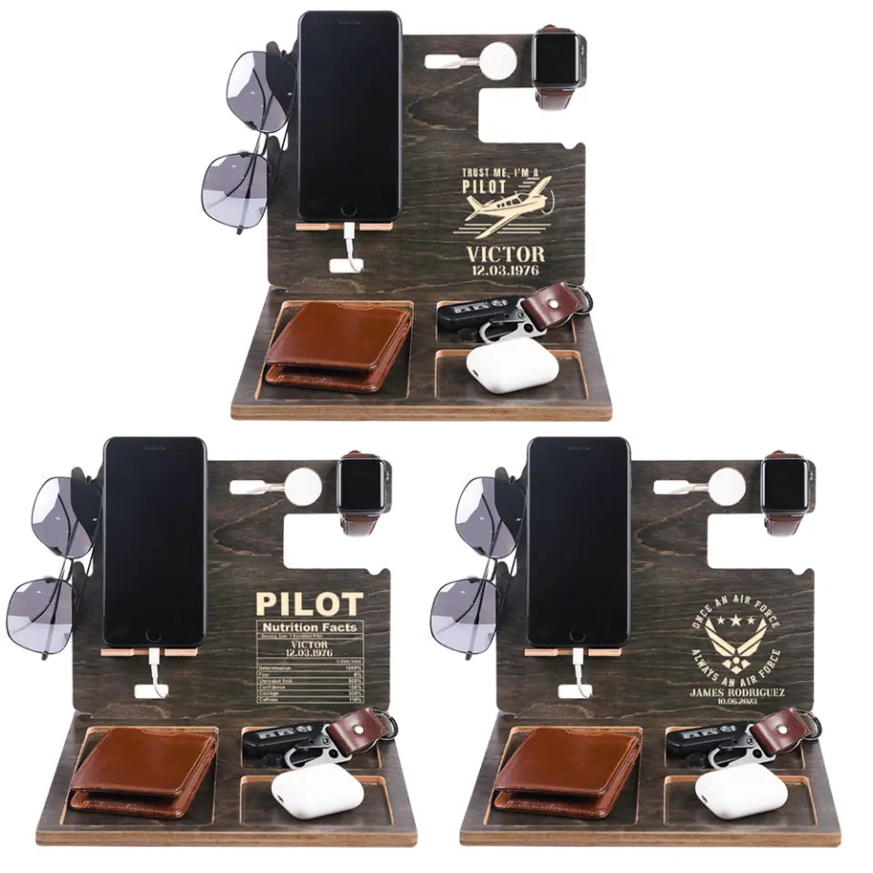 Personalized Desk Organizer, Pilot Gift, Dock Station Organizer, Airplane Gift | 311IHPLNDS1188