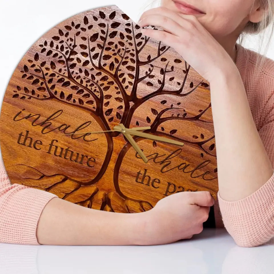 Inhale The Future Exhale The Past, Round Wooden Sign, Gift For Spirited People | 309IHPNPRW689