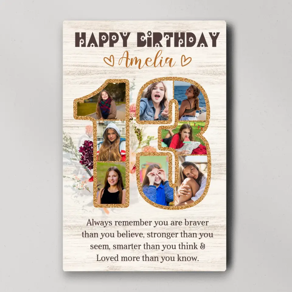 Happy 13th Birthday, Canvas Poster, Gift For Girls,  Birthday Gift For Daughter, Niece, Her | 309IHPBNCA172