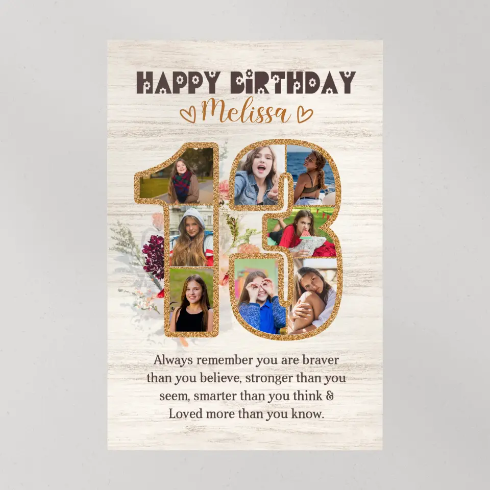 Happy 13th Birthday, Canvas Poster, Gift For Girls,  Birthday Gift For Daughter, Niece, Her | 309IHPBNCA172