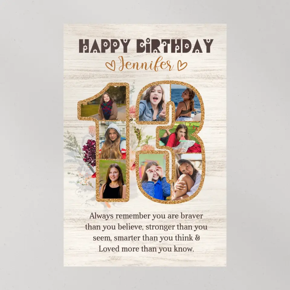 Happy 13th Birthday, Canvas Poster, Gift For Girls,  Birthday Gift For Daughter, Niece, Her | 309IHPBNCA172