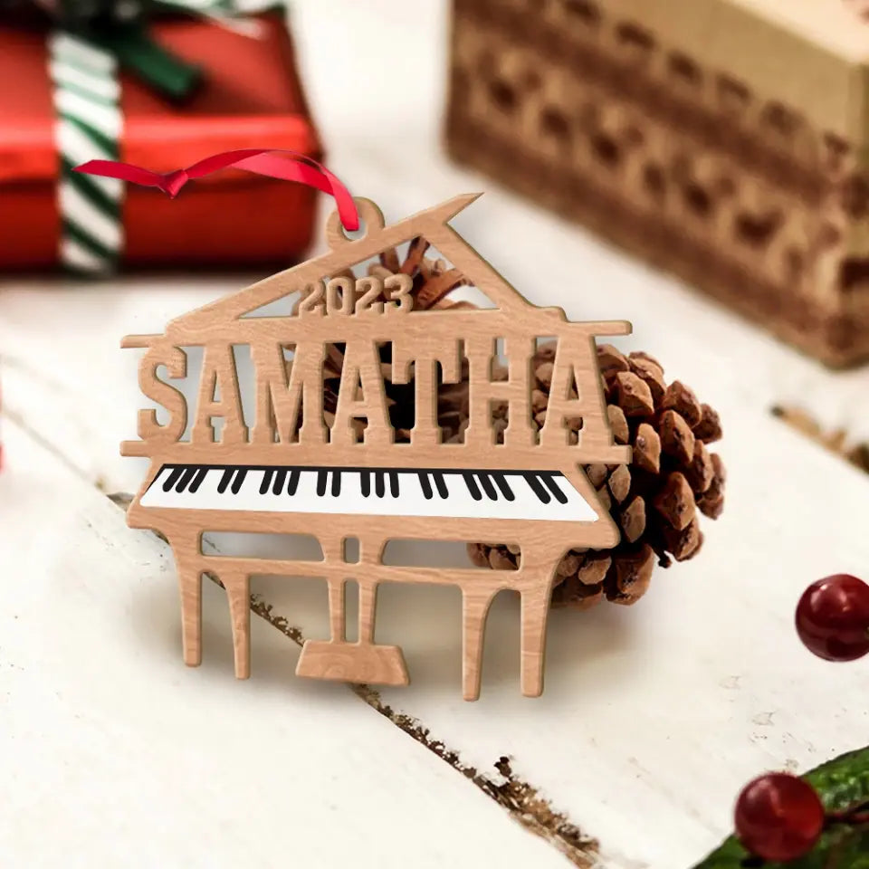 Piano Wooden Ornament - Personalized Christmas Ornament