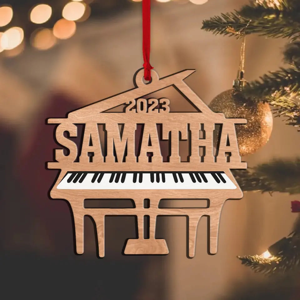 Piano Wooden Ornament - Personalized Christmas Ornament