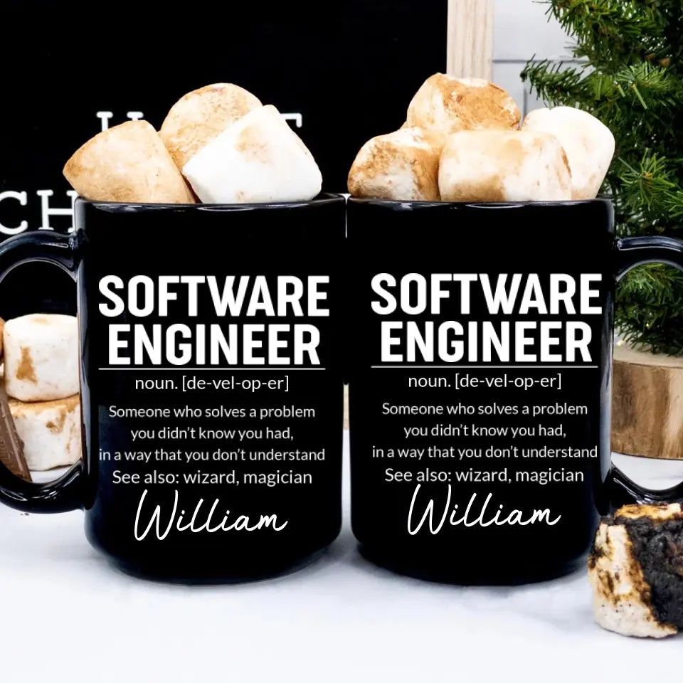 Software Engineer Description - Custom Name Black Mug - Gift For Coder, Software Developers