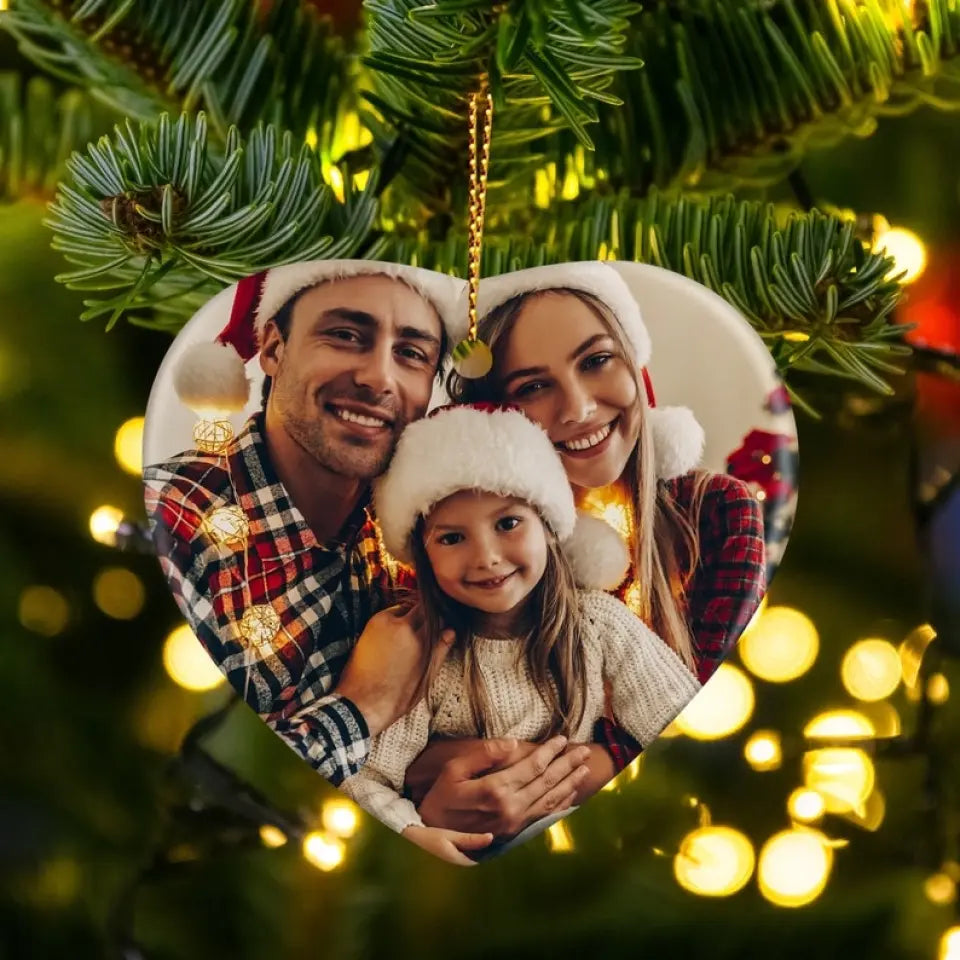 The Start Of Us - Personalized Photo Ceramic Ornament - Gift For Him, Her