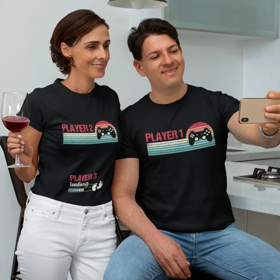 Pregnancy Announcement T-shirt, Funny Player 1 Player 2 Player 3 Matching Outfit | 306IHPLNTS716